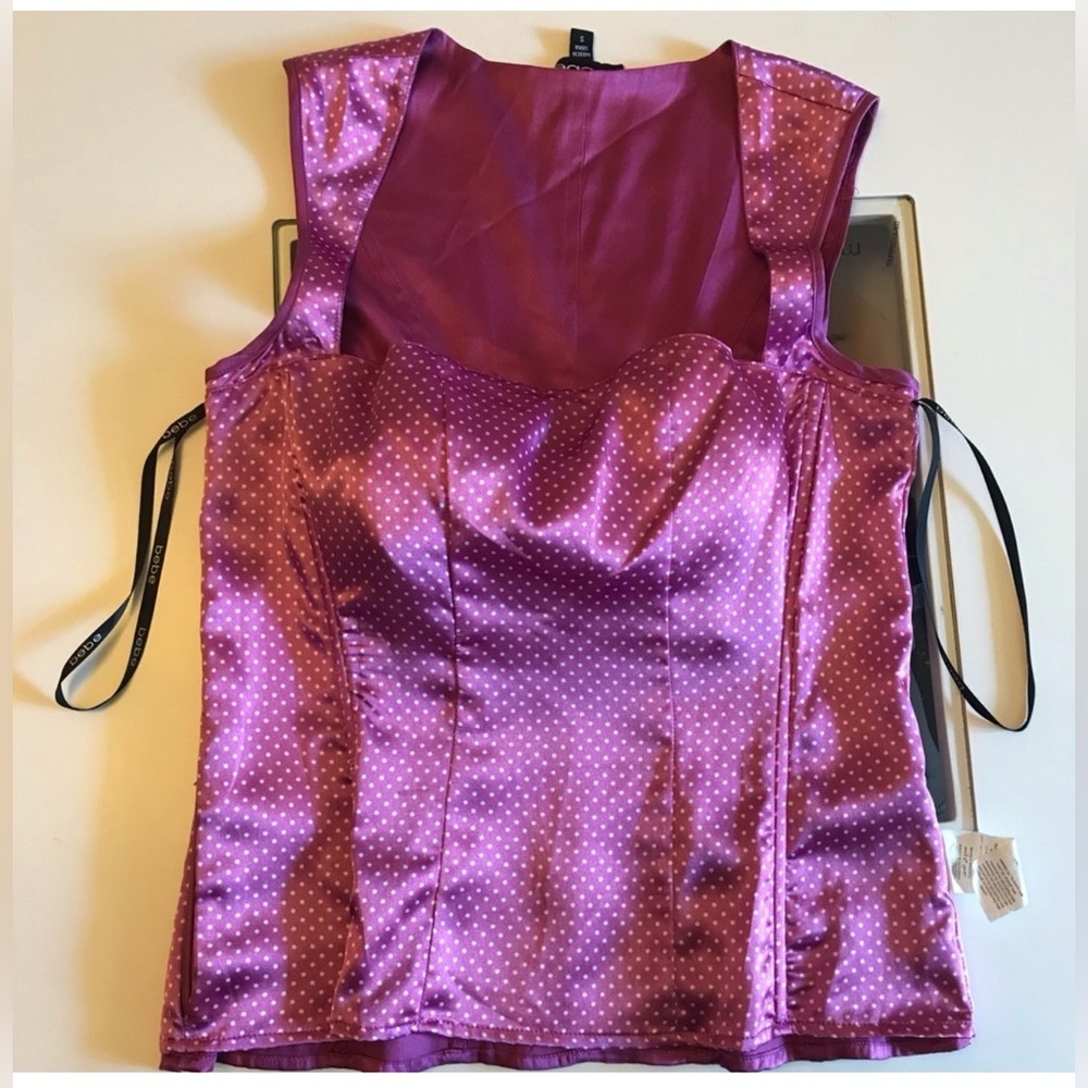 bebe Purple Satin Corset Top - Picture 2 of 11